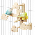 Parrots Playground,Natural Wood Perch Stand with Feeding Cups,Parrots Play Gym,Birds Perch Stand for Budgie Conures Cockatoos Lovebirds(Includes PVC Food Bowl) - color: wood