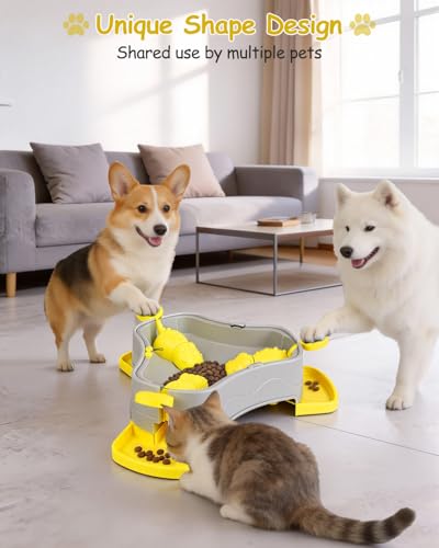 Dog Puzzle Toy, 3-in-1 Interactive Dog Puzzle Toys Press-Type Dog Treat Dispenser Toy Dog Enrichment Toy No-Slip Dog Slow Feeder Interactive Brain Training Toy for Smart Dog Cat, Yellow - color: Yellow+Grey
