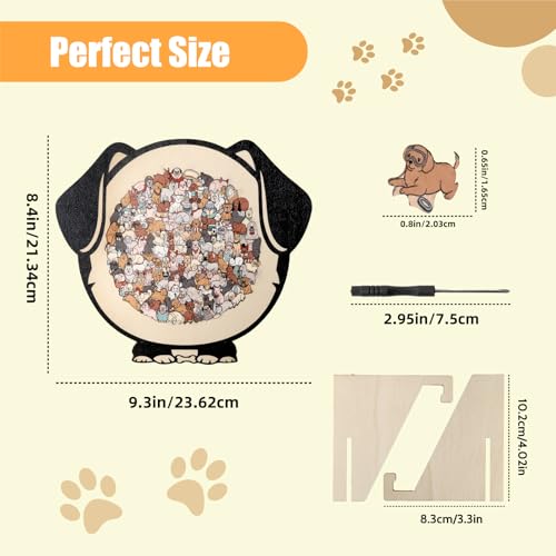 Dog Shaped Wooden Jigsaw Puzzle for Adult, 135 Pcs Wood Puzzle with Frame - color: Dog-morandi