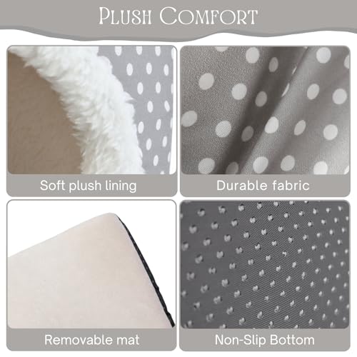Guinea Pig Hideout and Play Tunnel Set, Washable Fleece Bed for Dwarf Rabbits, Bunnies, Chinchillas, Small Animal Toys - Grey Dot - color: Grey