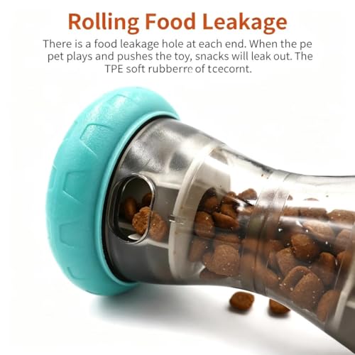 Interactive Dog Roller Puzzle Toy with Adjustable Treat Dispenser & Slow Feeder System - Silent Rolling Dumbbell Dog Toys Suitable for All Breeds, Puppies, Crate, Apartment and Training Games - color: Orange&Blue