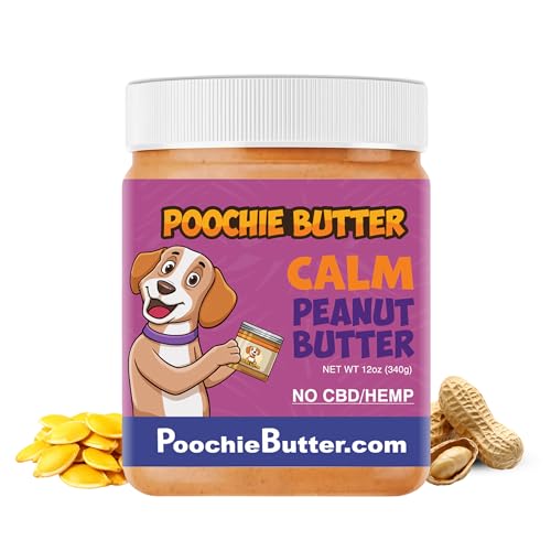 Poochie Butter Dilly's Calm Dog Treats | Chunky Dog Peanut Butter with Calm, Natural Dog Snack (12oz Jar) - size: 1 Fl Oz (Pack of 12)