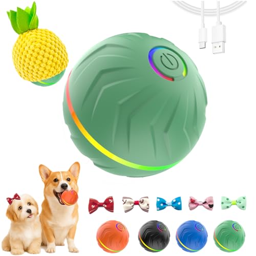 2026 T01 Interactive Dog Ball, Automatic Moving and Bouncing Dog Toy - color: Green