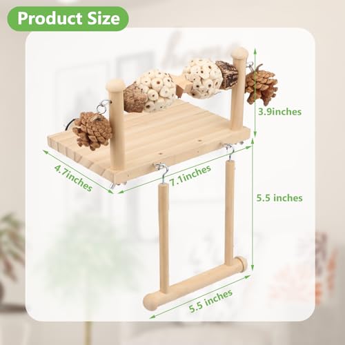 Litewoo Wooden Bird Swing Perch Platform with Chew Toys for Parrot, B - color: Two Sola Balls