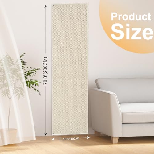 Uross Thickened Cat Wall Climbing Carpet 6.6 FT x 16" - Extra Long Cat Scratch Wall Pad, Cat Scratching Carpet Rug Wall Mounted Scratcher Couch Sofa Protector- Beige - color: Beige