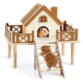 Wooden Hamster Platform and Cute Habitat House with Climbing Ladder - color: platform & house