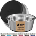 GORILLA GRIP Dog Bowls, Food Grade Stainless Steel, Set of 2, 2 Cup, Black - color: Black, size: 2 Cup (Set of 2)