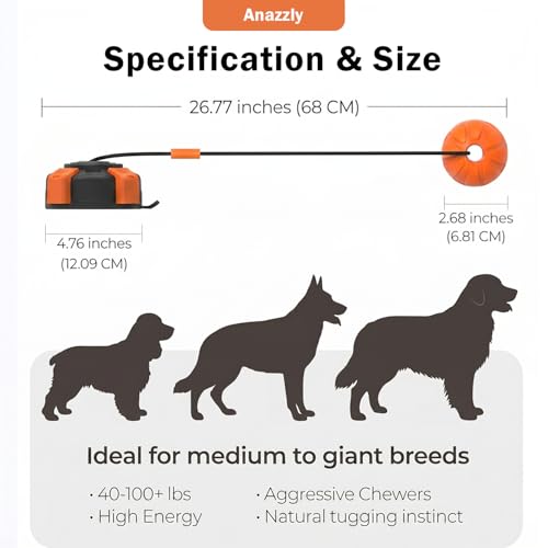 Interactive Tug-of-War Dog Toy for Medium & Large Aggressive Chewers-Orange - color: orange