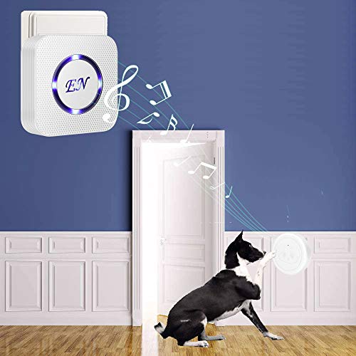 Dog Door Bell Wireless Doggie Doorbells for Potty Training with Waterproof Touch Button Dog Bells 1 Receiver and 4 Transmitters, White - color: White, size: 1 Receiver + 4 Transmitters