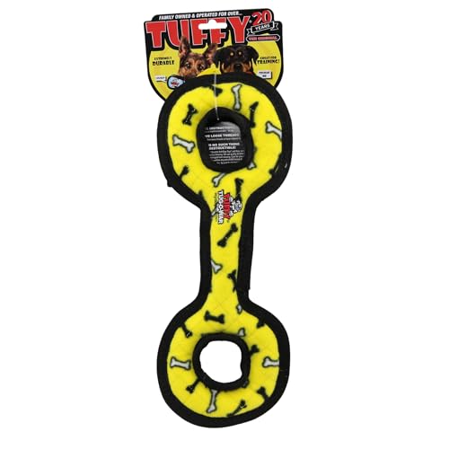 TUFFY® : TugOWar Dog Toy: Ultra Durable Plush Toy with Multiple Layers & Reinforced Seams, Washable and Floats, Original Construction - color: Yellow Bone TugOWar