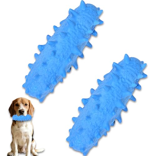 2 Pack Dog Chew Toys, Tough Puppy Teething Toys for Puppies, Soft Foaming Rubber Toys for Small Medium Breed (Blue)