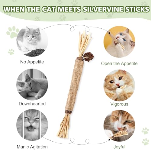 WOUSEDO 6 Pack Silvervine Sticks for Cat, Natural Catnip Toys - size: 6 Pack