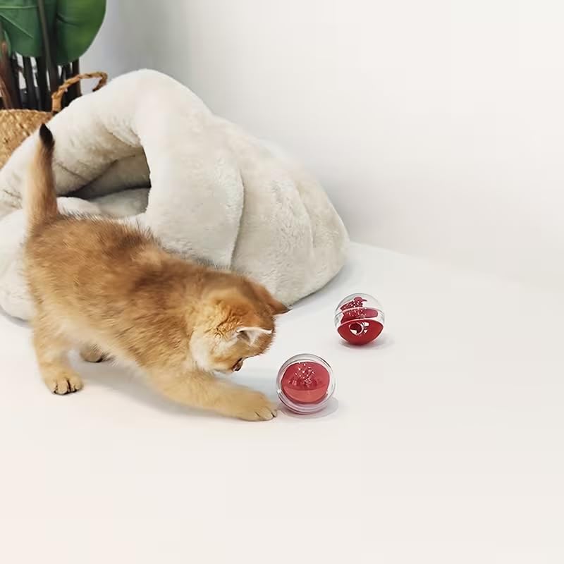3pcs Pet Spiral Treat Dispenser Ball Toy for Cats, Slow Feeder Toy, Cat Treat Dispenser, Pet Selfentertainment Toy, Red & Yellow & Purple - color: Red&Yellow&Purple