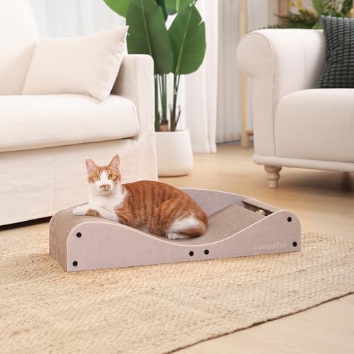 FUKUMARU Cardboard Cat Scratcher Bed, Extra Large 29.1 Inch Cat Scratch Pad - color: Light Camel