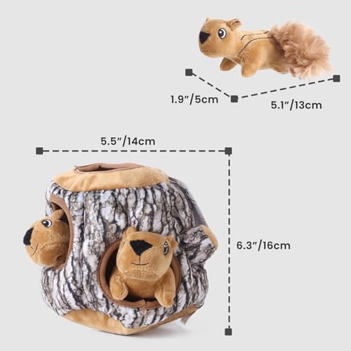 Laifug Hidden Squirrel Plush Dog Toy， Interactive Squeaky Dog Toy Hide and Seek, L - color: Squirrel, size: L