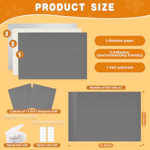 4Pack Cat Scratch Furniture Protector, Self-Adhesive, Light Gray - color: LightGrey, size: 4 Pack