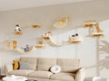 13-in-1 Cat Wall Shelves, Moon & Bridge Cat Wall Furniture, Beige - color: Beige, size: 13-in-1