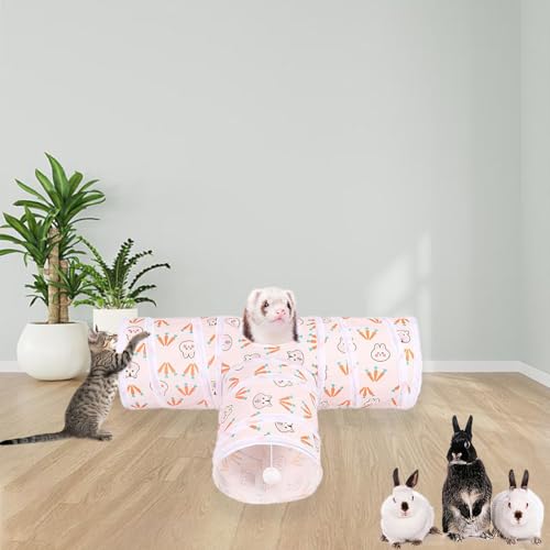 3 Way Washable Rabbit Hideout Toys, Guinea Pig Tunnels & Tubes - color: White
