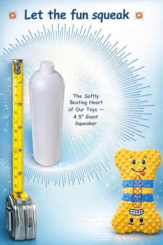 No stuffing Squeaky Dog Toy - Crinkle Dog Toy, Soft Plush Bone, Yellow
