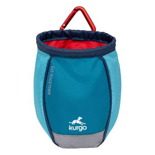 Kurgo Go Stuff It Dog Treat Bag, Coastal Blue - color: Coastal Blue, style: Belt Clip, Old Carabiner