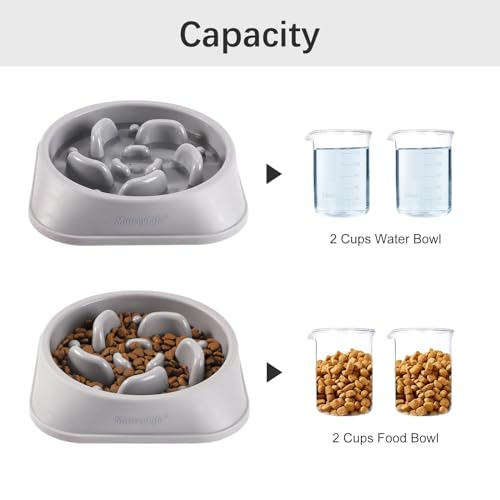 MateeyLife 1-Pack Slow Feeder Dog Bowls, 2 Cups, Dog Puzzle Feeder Bowl - color: I-Gray, size: Medium