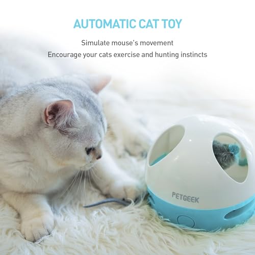 PETGEEK Hidey Mouse Electronic Interactive Cat Toy, Hide Mouse Cat Toy with Squeaky Mouse, Automatic Cat Toys with Catnip Filled Hidey Mouse, Cat Toys Interactive for Indoor Cats Play (Blue) - color: light blue