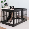 Furniture Style Dog Playpen, 32" Tall Indoor Dog Pen with Wood Panels - color: Black, style: 6 Panels (31.5" High)
