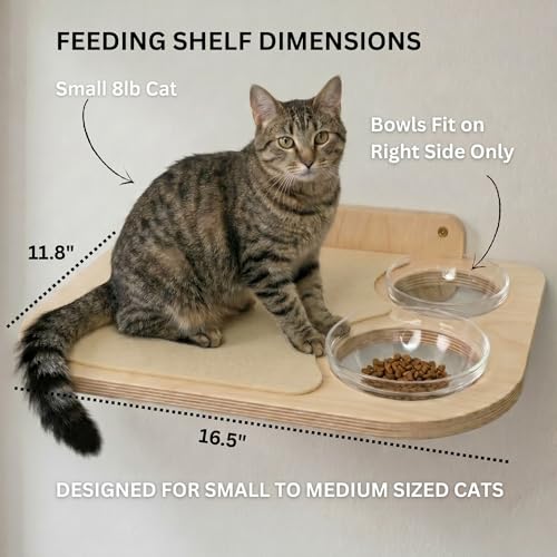 INICIO Cat Shelves - Feeding Shelf with 3 Cat Wall Steps - Natural Wood - color: Wood Brown