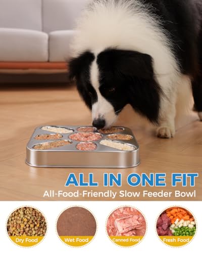Slow Feeder Dog Bowls with Non-Slip Mat, Stainless Steel Metal Slow Feeder for Small & Medium Dogs, 2.5 Cups Pet Bowl for Fast Eaters, Slows Down Eating, Dishwasher Safe, Anti-Gulping Dog Bowl - size: 2.5 Cup Single Pack