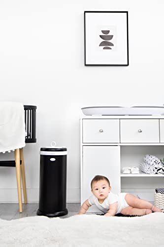 Ubbi Stainless Steel Diaper Pail, No Special Bag, Odor-Locking, Matte Black - color: Matte Black