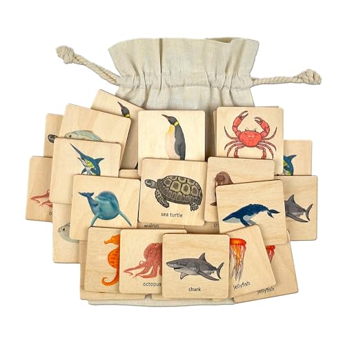 Wooden Montessori Ocean Animals Memory game, Sea Animals Matching game, Marine animals Learning Toys For Toddler Preschooler Kids, Montessori Toys for Baby, Nephew Gift (4.5x4.5cm) - size: 1.8x1.8"(4.5x4.5cm), style: Sea Animals