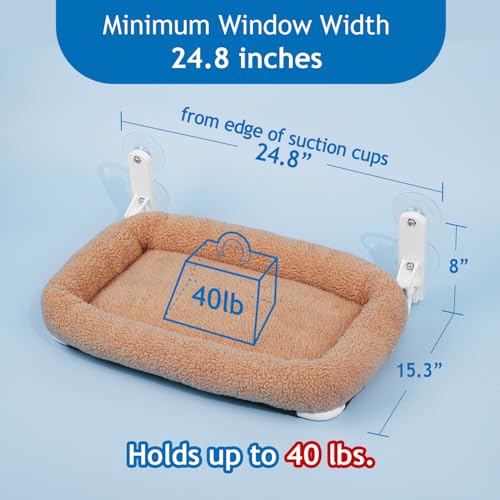 Zakkart Foldable Cat Hammock for Window (Brown Bolster Bed, Large) - color: Brown Bolster Bed, size: Large