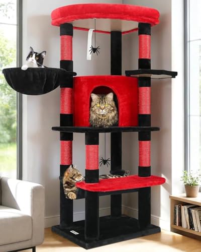 Globlazer Gothic Corner Cat Tree with Scratching Post, C51, Black Red - color: Red Black, size: 51inch