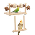 Litewoo Wooden Bird Swing Perch Platform with Chew Toys for Parrot, B - color: Two Sola Balls