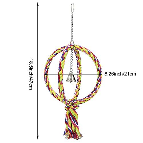 Litewoo Bird Swing Rope Perch Stand 2 Rings Toy for Parrots, L - color: Large
