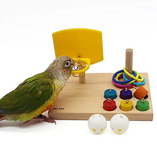 QBLEEV Bird Basketball Toy, Parrot Activity & Foraging Training Toys Set - color: Basketball Toy Set