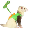 Ferret Harness and Leash Set Small Animals Vest Harness with Safe Bell Dinosaur Shaped Leash Set for Baby Rabbit Guinea Pig Teacup Chihuahua Mouse and Other Small Pet - color: Green