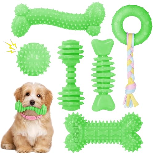 Puppy Toys, 6 Pack Dog Chew Toys, Teething Toys for Small Dogs, Green - color: Green, size: Small（6Pack）