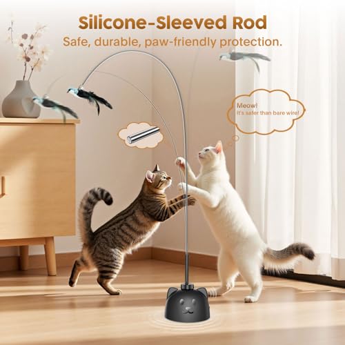 Interactive Cat Toys for Indoor Cats, 360° Automatic Spin Flying Bird Wand - color: Black