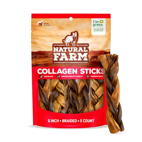 Natural Farm Braided Collagen Chews for Dogs (6 Inch, 5 Pack)