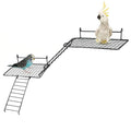 4 Pcs Bird Perches Platform, Stainless Steel Bird Cage Platform with Climbing Ladder Bird Cage Accessories for Budgerigars, Cockatiels, and Small to Medium-Sized Birds (Black)