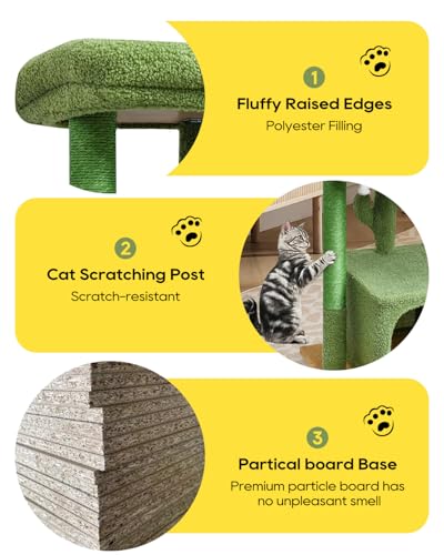 SYANDLVY 27" Cactus Cat Tree for Indoor Cats, Green Modern Activity Tower - color: Green