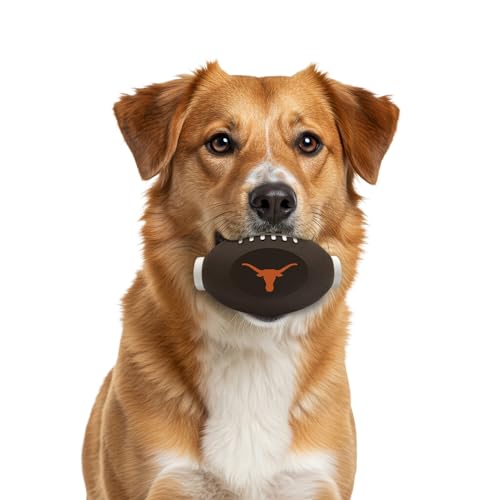 Pets First NCAA Texas Longhorns Football Treat Dispensing Toy for Dogs and Cats, Rubber Ball Pet Toy, Interactive Fun Doggie Treat Toy, Natural Rubber Feeding Toy (TX-3622) - color: Texas Longhorns