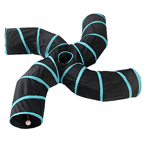 Cat Tunnels, Pet Ferret Rabbit Bunny Tunnels Tubes Subway Habitats, S-Style, DIY Cat Peekaboo Maze House Tent Bed, Kitten Interactive Toy (S Type: 4 Way Tubes) - size: S Type: 4 Way Tubes