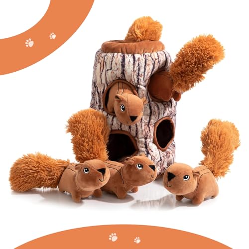 Hollypet Squeaky Hide and Seek Dog Toys for Small and Medium, Squirrel - style: Squirrel