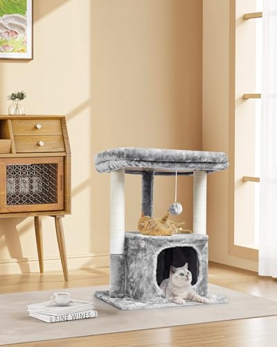 SYANDLVY 27IN Cat Tree for Indoor Cats Large Adult, Modern Activity Tower - color: Grey