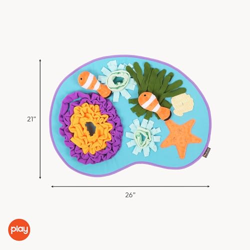 P.L.A.Y. Cute Snuffle Mat for Dogs - Ocean Themed Interactive Food & Treat Mat for Puppies Dogs - Enrichment Toy, Great for Slow Feeding, Nosework & Foraging Skills - Machine Washable