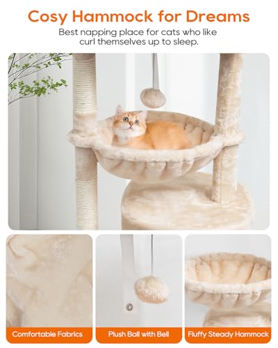SYANDLVY Small Cat Tree for Indoor Cats, Kittens Condo with Scratching Post - color: Beige