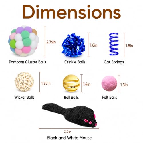 Cat Toys for Indoor Cats, 46 Pack Interactive Cat Toy Set for Kitten - size: 46 Packs