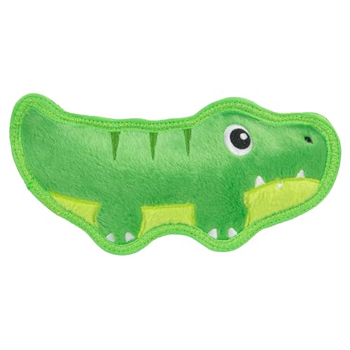 Outward Hound Tough Skinz Dog Toy, Durable Plush with 2X Lining, No Stuffing, Jumbo Squeaker, Alligator, 9.5" - color: Alligator Green, size: Medium